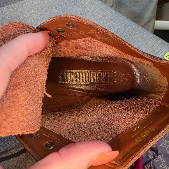 Vintage Womens The Leather Collection Brown Ankle Booties Sz 7 Y2K 90s - Picture 8 of 8